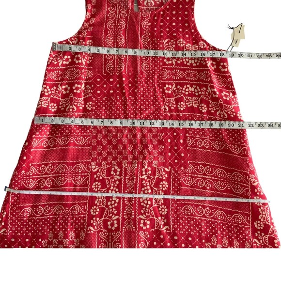 Rachel Zoe Dress Size M Red Bandana Print 100% Linen Pockets - Picture 8 of 9